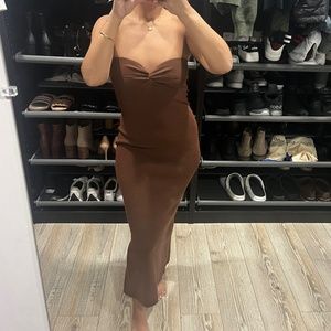 Brown Strapless Dress
